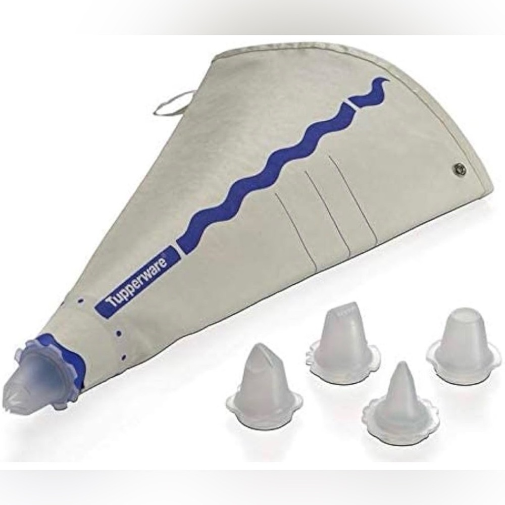 New Tupperware Baking Piping Bag Set 400 ml Blue/Purple 5 Nozzles